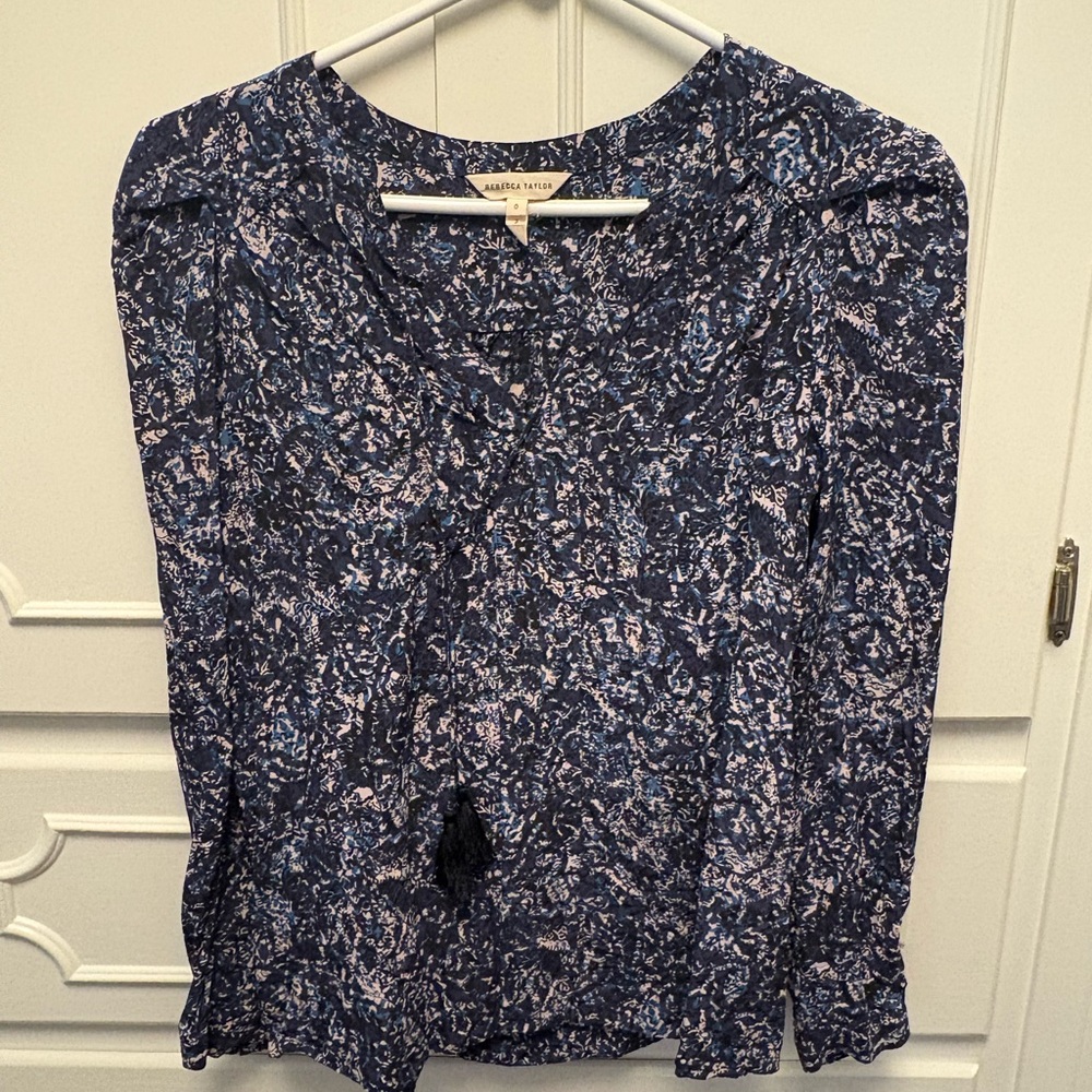 Rebecca Taylor Midnight Blue Floral Blouse